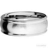 8 mm wide Domed Rounded Edges 14K White Gold band.
