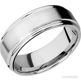 8 mm wide Flat Rounded Edges 14K White Gold band.