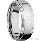 8 mm wide Flat Rounded Edges 14K White Gold band.
