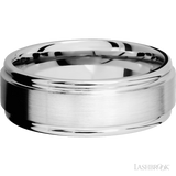 8 mm wide Flat Rounded Edges 14K White Gold band.