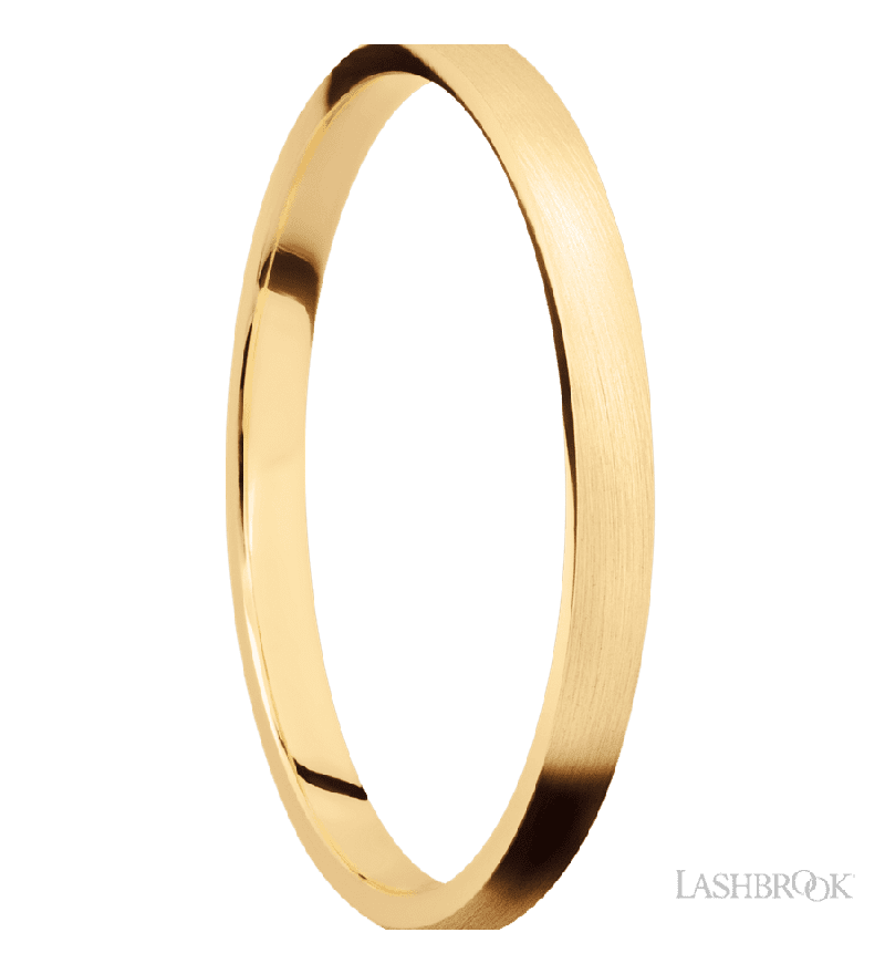 2 mm wide Domed 14K Yellow Gold band.