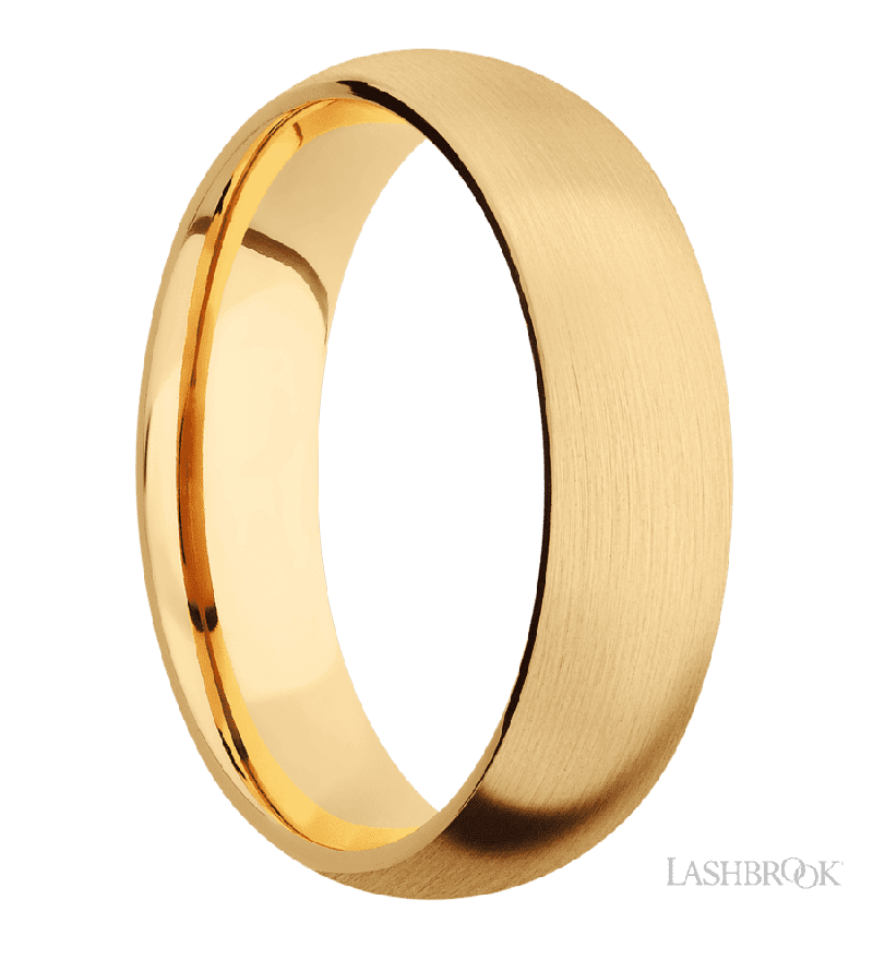 6 mm wide Domed 14K Yellow Gold band.