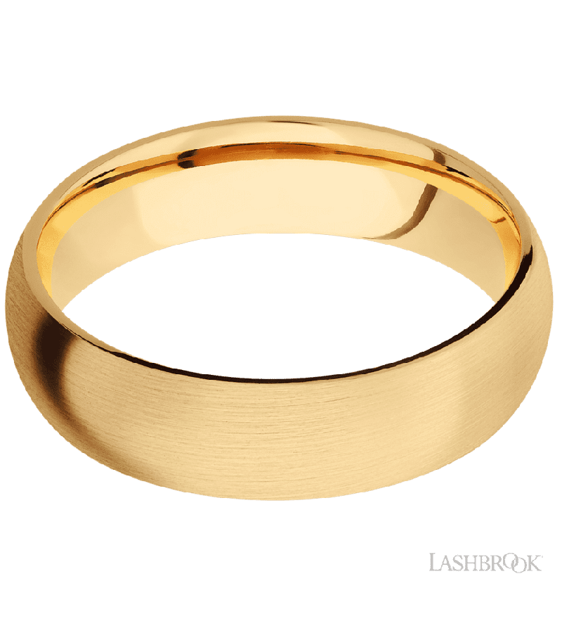 6 mm wide Domed 14K Yellow Gold band.