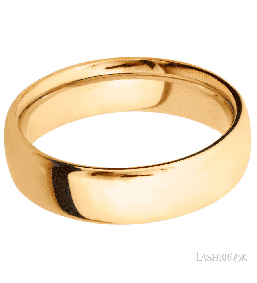 6 mm wide Ultra Comfort (our most comfortable profile) 14K Yellow Gold band.