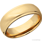 7 mm wide Domed Stepped Down Edges 14K Yellow Gold band.