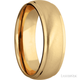 7 mm wide Domed Stepped Down Edges 14K Yellow Gold band.