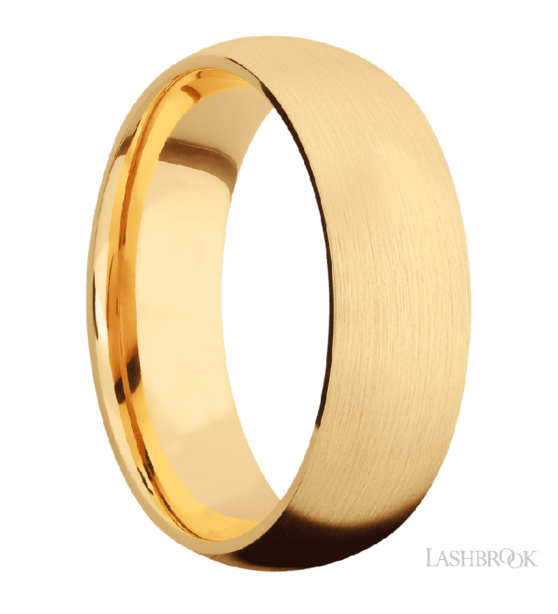 7 mm wide Domed 14K Yellow Gold band.