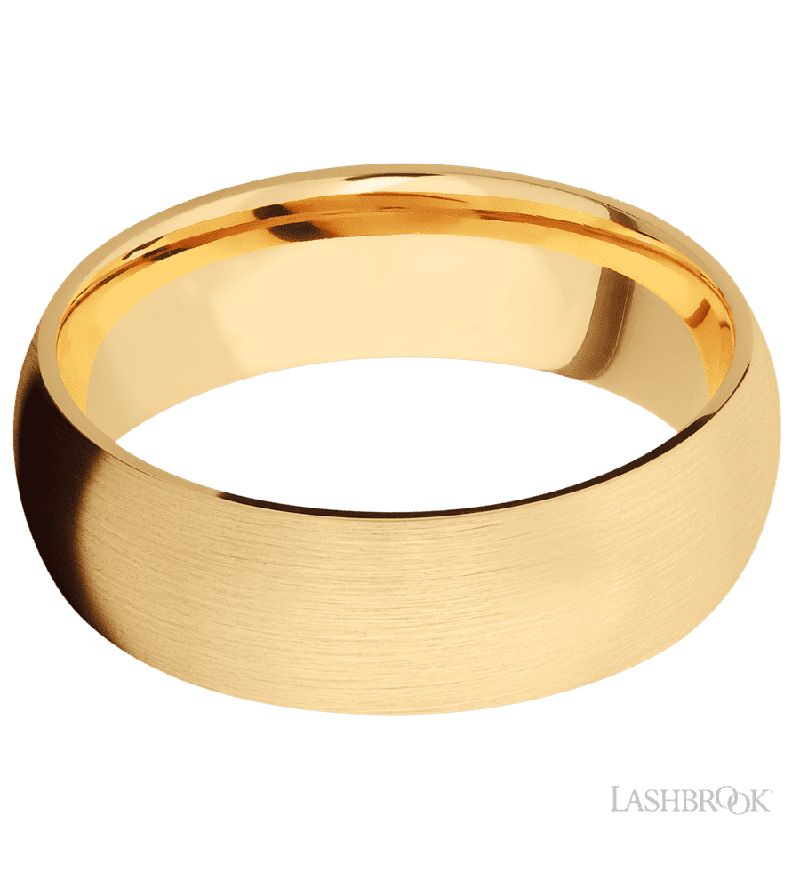 7 mm wide Domed 14K Yellow Gold band.
