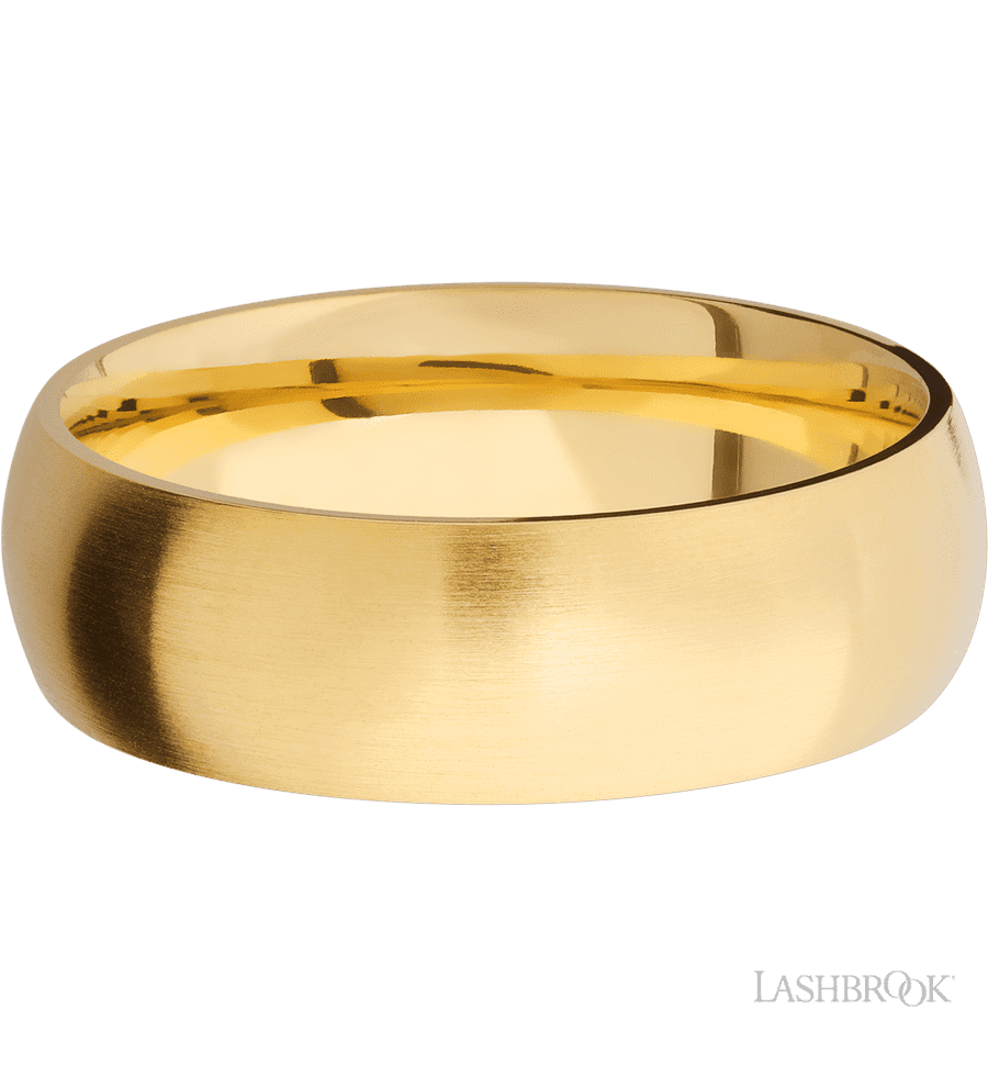 7 mm wide Domed 14K Yellow Gold band.