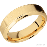 7 mm wide High Bevel Milgrain 14K Yellow Gold band.