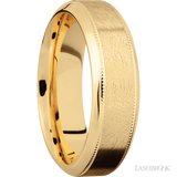 7 mm wide High Bevel Milgrain 14K Yellow Gold band.