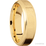 7 mm wide High Bevel Milgrain 14K Yellow Gold band.