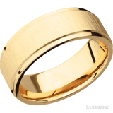 8 mm wide Flat Grooved Edges 14K Yellow Gold band.