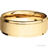 8 mm wide Flat Grooved Edges 14K Yellow Gold band.