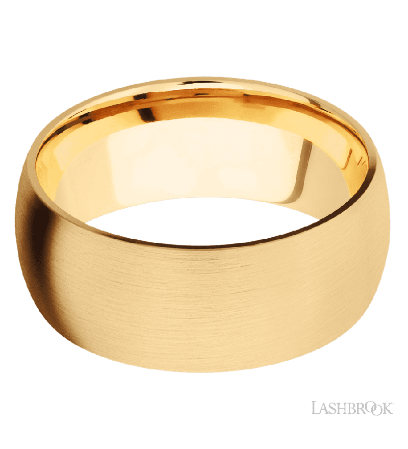 9 mm wide Domed 14K Yellow Gold band.