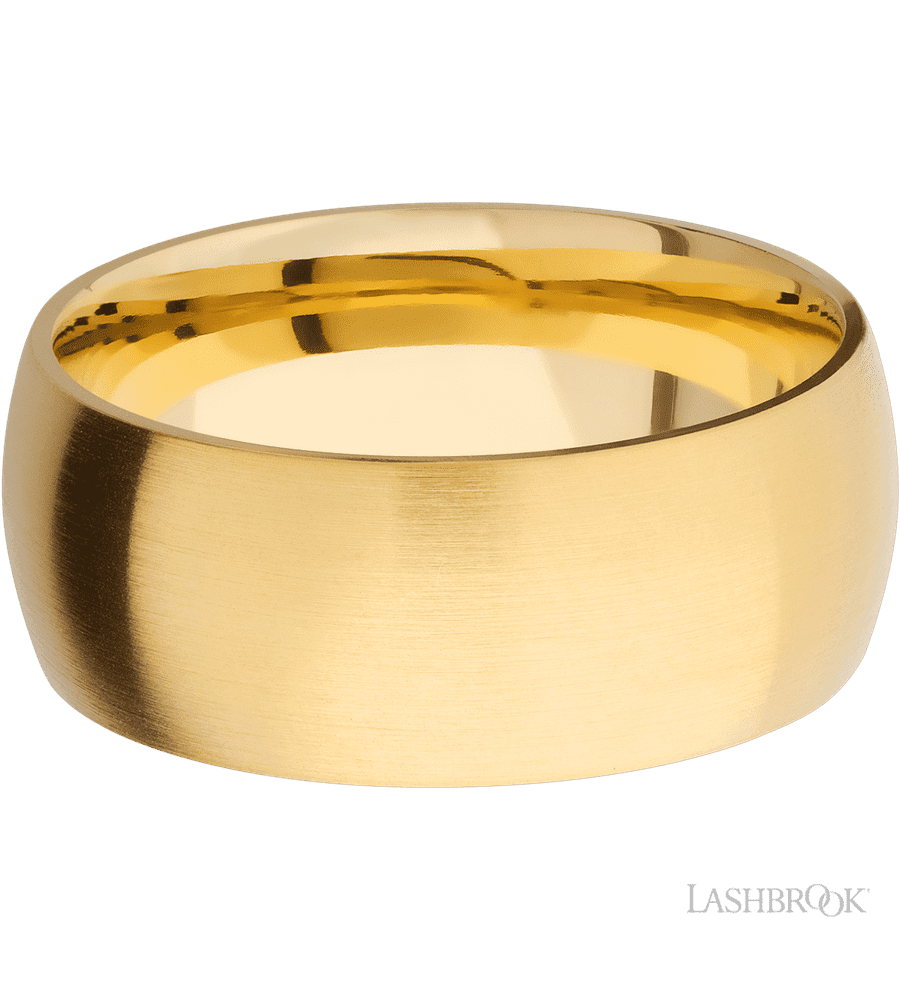9 mm wide Domed 14K Yellow Gold band.