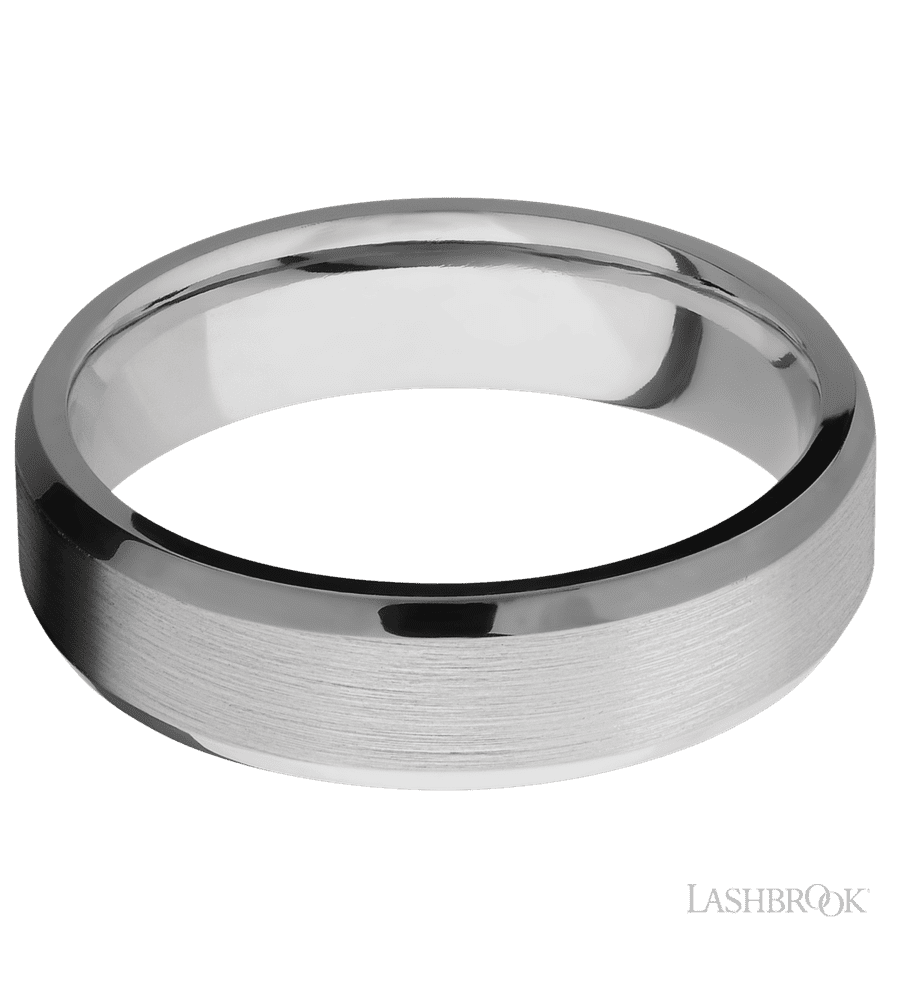 6 mm wide Beveled Titanium band.