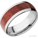 8 mm wide/Domed/Titanium band with one 5 mm Centered inlay of Red Heart.