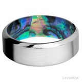 8 mm wide High Bevel Cobalt Chrome band featuring a Abalone sleeve.