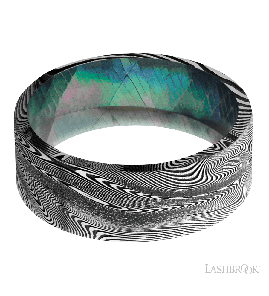 8 mm wide Flat Tightweave band featuring a Black Mother of Pearl sleeve.