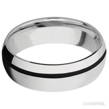 7 mm wide/Domed/Cobalt Chrome band with one 1 mm Off Center inlay of Black.