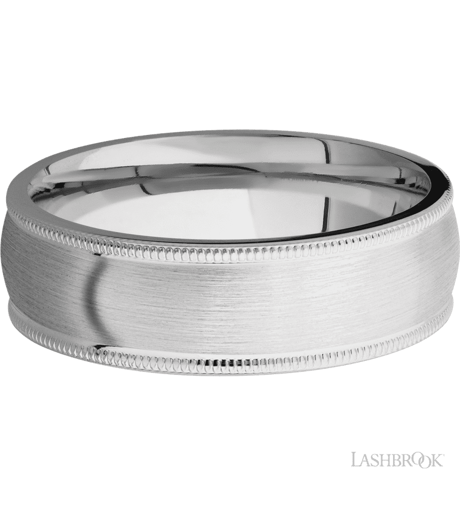 7 mm wide Domed Milgrain Edges Cobalt Chrome band.