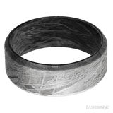 8 mm wide Beveled Meteorite band featuring a Forged Carbon Fiber sleeve.