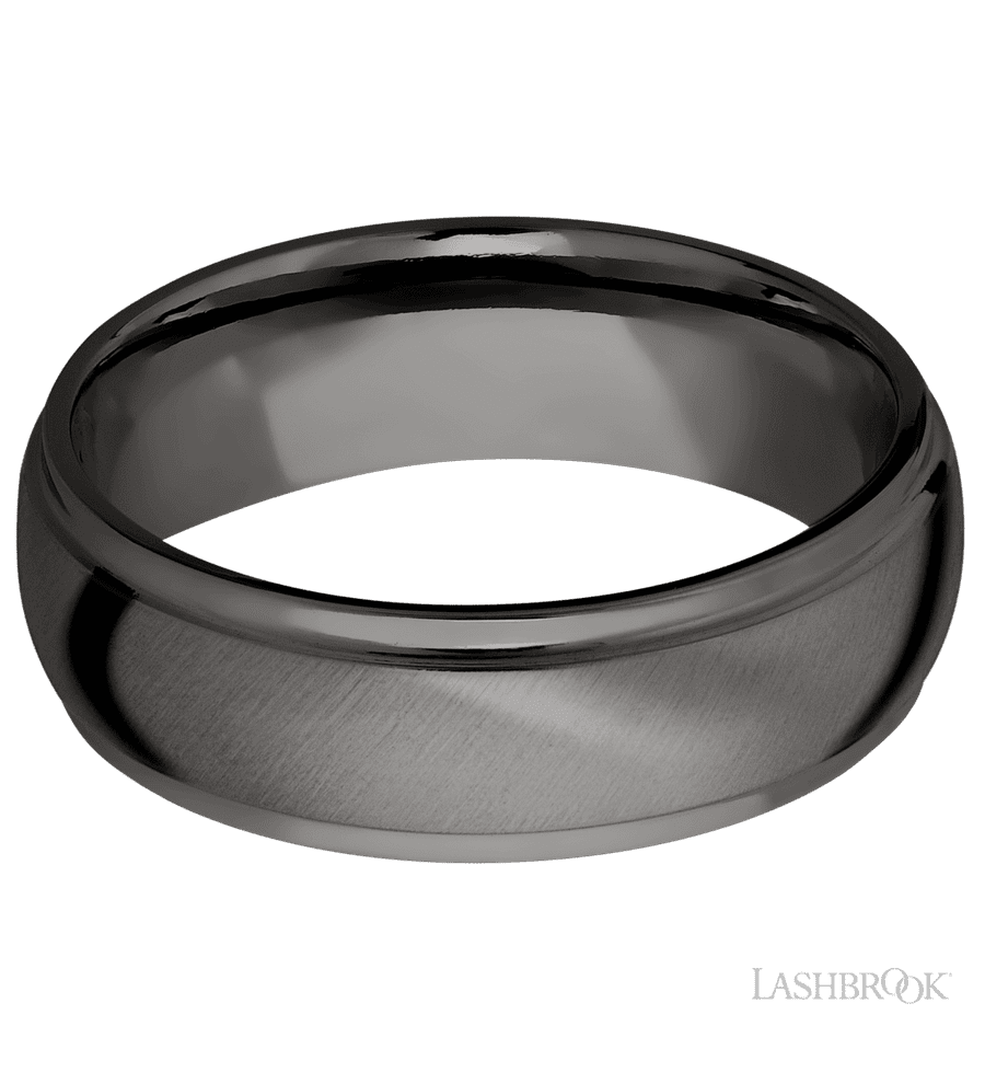 7 mm wide Domed Stepped Down Edges Tantalum Noir band.