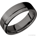 7 mm wide Flat with Off Center Accent Groove Tantalum Noir band.