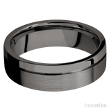 7 mm wide Flat with Off Center Accent Groove Tantalum Noir band.