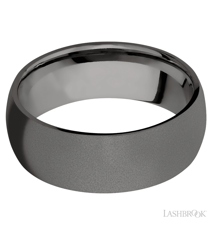8 mm wide Domed Tantalum Noir band.