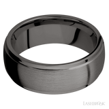 8 mm wide Domed Stepped Down Edges Tantalum Noir band.