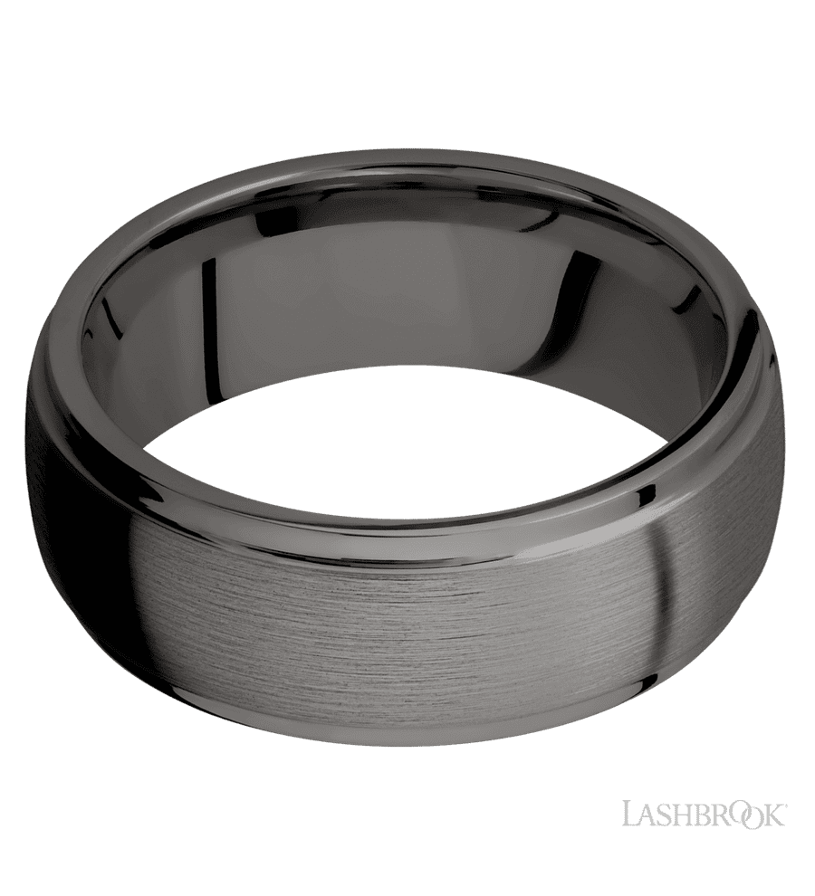 8 mm wide Domed Stepped Down Edges Tantalum Noir band.