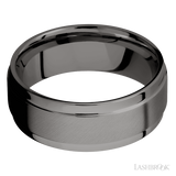 8 mm wide Flat Wide Grooved Edges Tantalum Noir band.