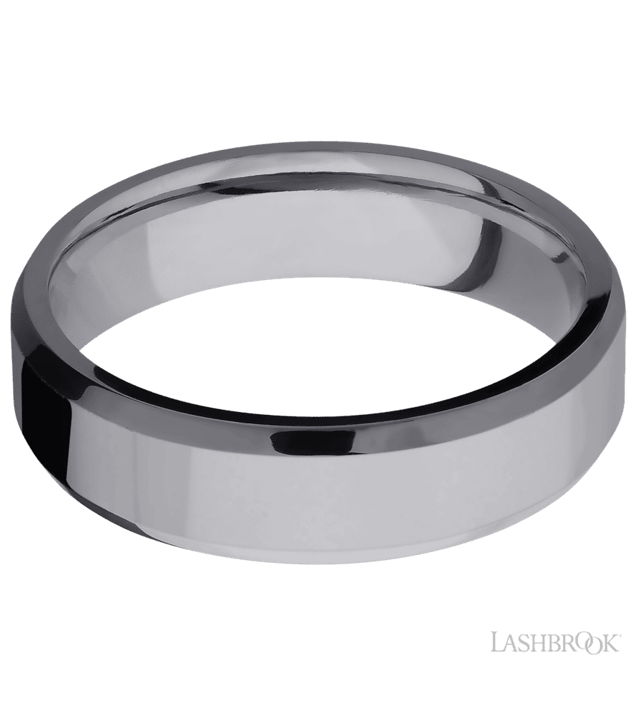 6 mm wide Beveled Tantalum band.