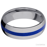 7 mm wide/Domed/Tantalum band with one 2 mm Centered inlay of Lapis.