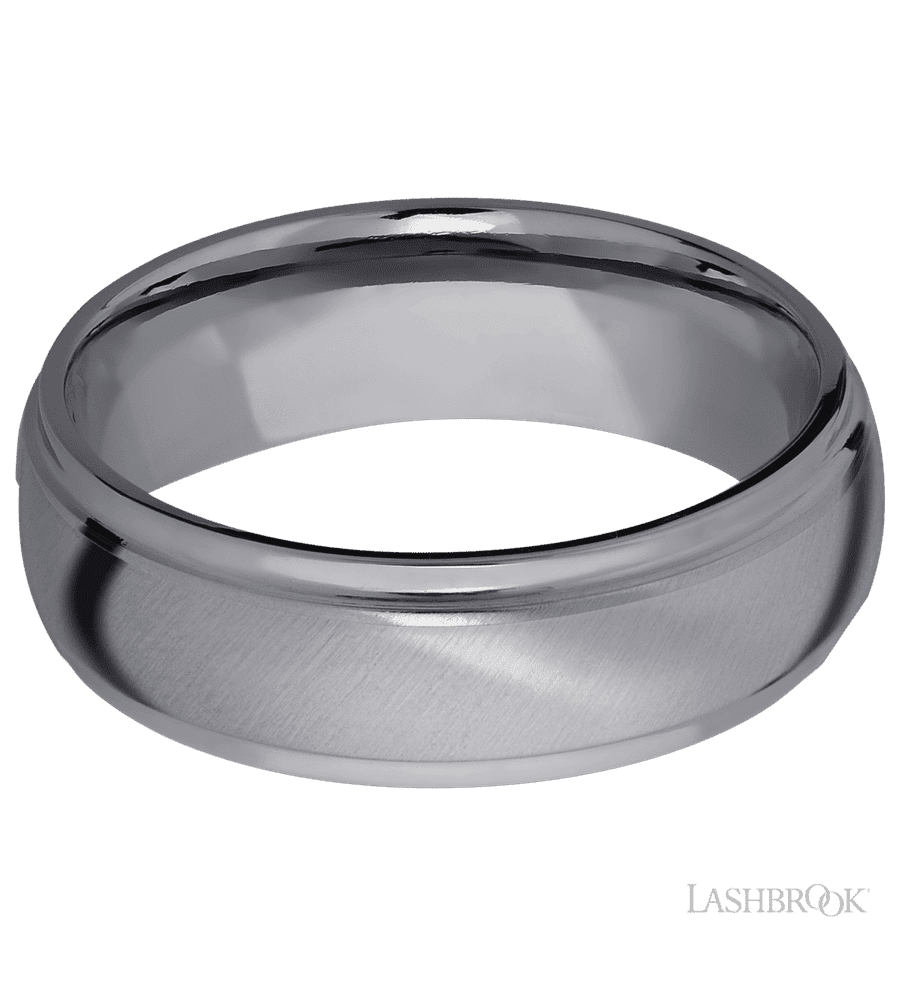 7 mm wide Domed Stepped Down Edges Tantalum band.