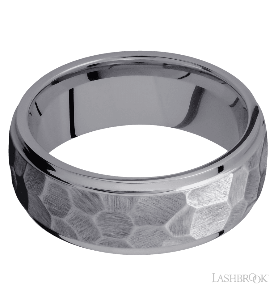 8 mm wide Domed Stepped Down Edges Tantalum band.