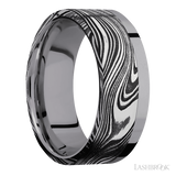 8 mm wide/Flat/Tantalum band with one 6 mm Off Center Edge inlay of Marble.