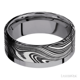 8 mm wide/Flat/Tantalum band with one 6 mm Off Center Edge inlay of Marble.