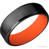 7 mm wide Beveled Zirconium band featuring a Hunter Orange sleeve.