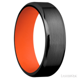 7 mm wide Beveled Zirconium band featuring a Hunter Orange sleeve.