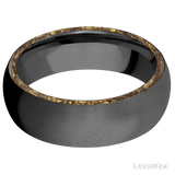7 mm wide/Domed/Zirconium band with two 1 mm Side inlays of Alaskan Gold Nugget.