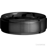 7 mm wide Flat Grooved Edges Zirconium band.