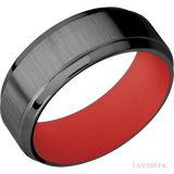 8 mm wide Stepped Bevel Zirconium band featuring a USMC Red sleeve.