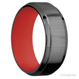 8 mm wide Stepped Bevel Zirconium band featuring a USMC Red sleeve.