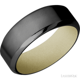 8 mm wide High Bevel Zirconium band featuring a Bright Nickel sleeve.