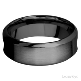 8 mm wide/High Bevel/Zirconium band featuring inlays of Forged Carbon Fiber and Red Apple.