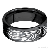 8 mm wide/Flat/Zirconium band with one 6 mm Centered inlay of Kinetic.