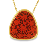 22KY Carved Cinnabar Necklace - Diamonds By Rothschild